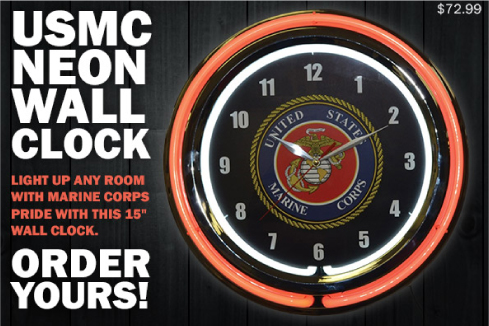 Carousel slide for USMC Neon Wall Clock with white and red neon lights