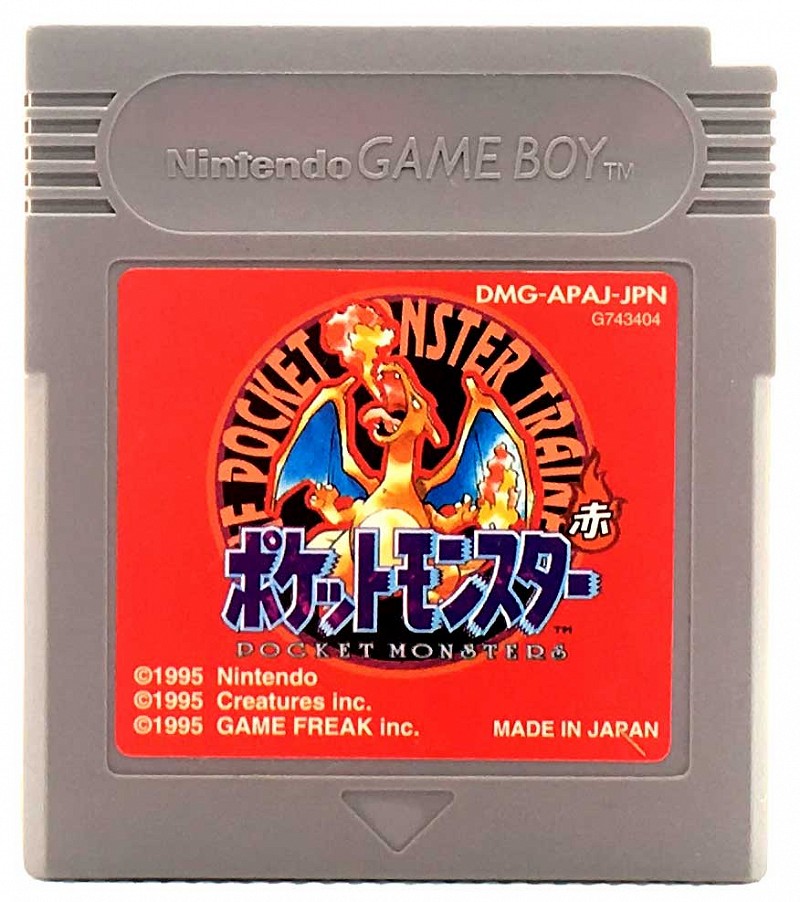 Photo of gray Game Boy game cartridge for Pokemon (Red Version)
